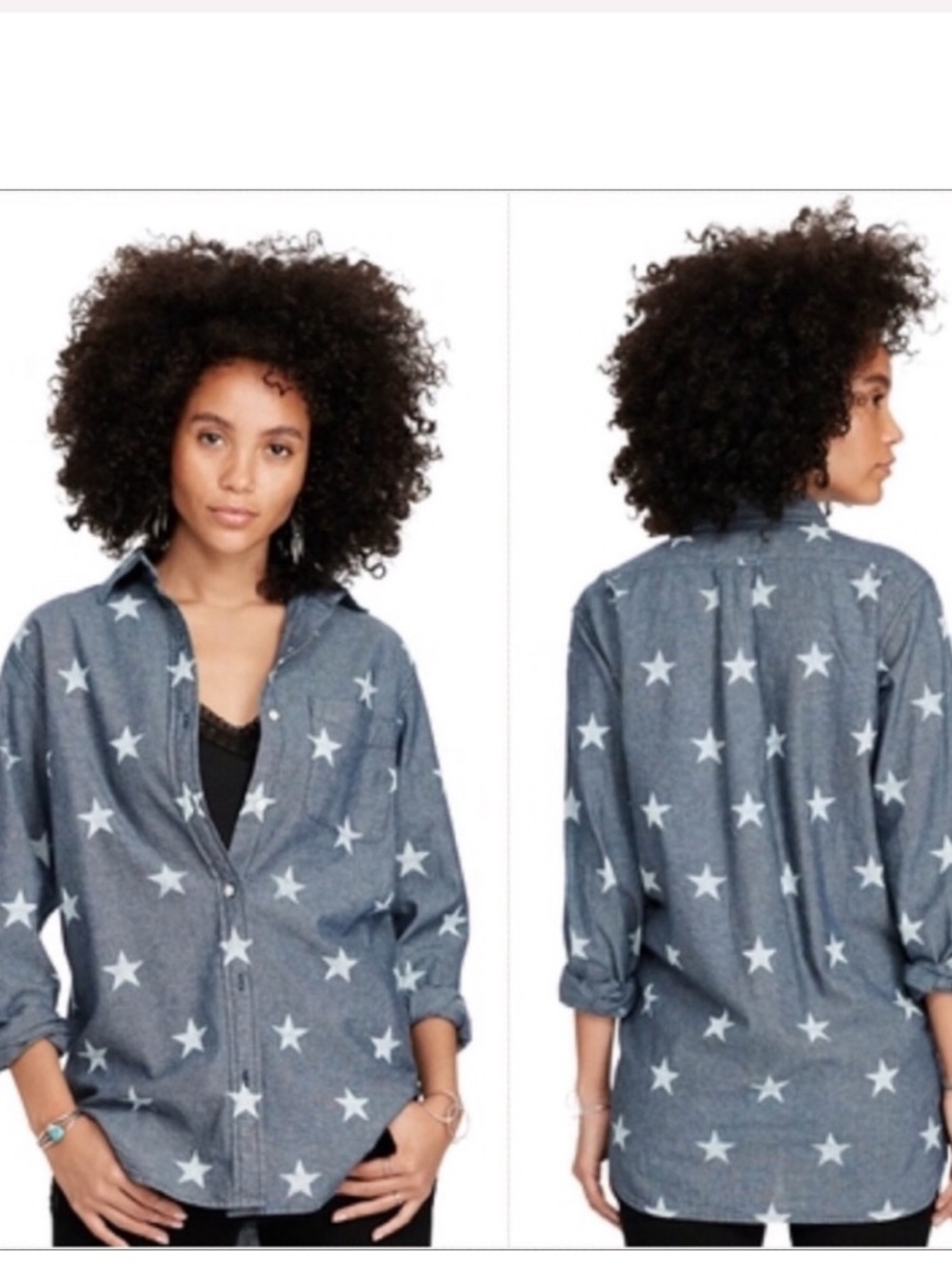 Ralph Lauren Denim & Supply Star Print Boyfriend Fit Shirt Size Medium